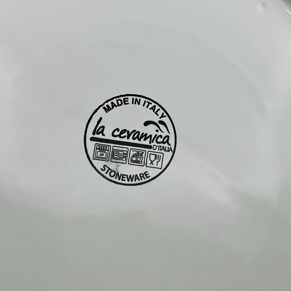 La Ceramica Handpainted Bow Ruffled Edge Dinner Plates Made in Italy Set of 4 - Picture 6 of 8